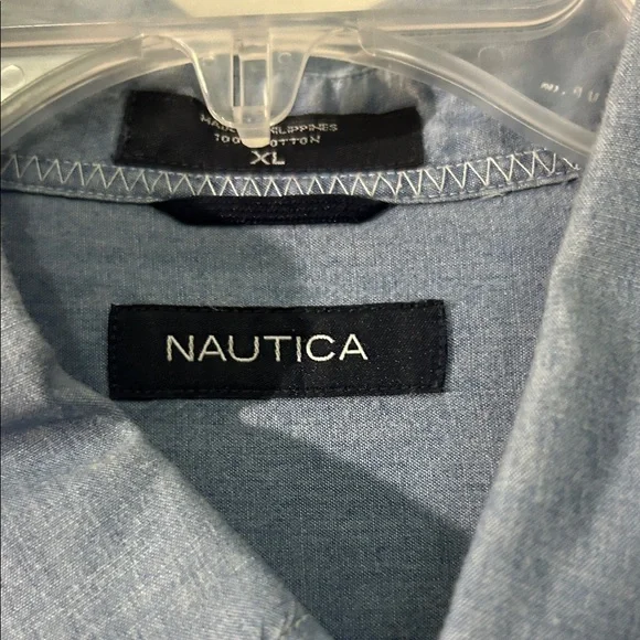 (👀3 For $20) Nautica Men's XL Light Blue Casual Button-Down Shirt - Picture 2 of 3